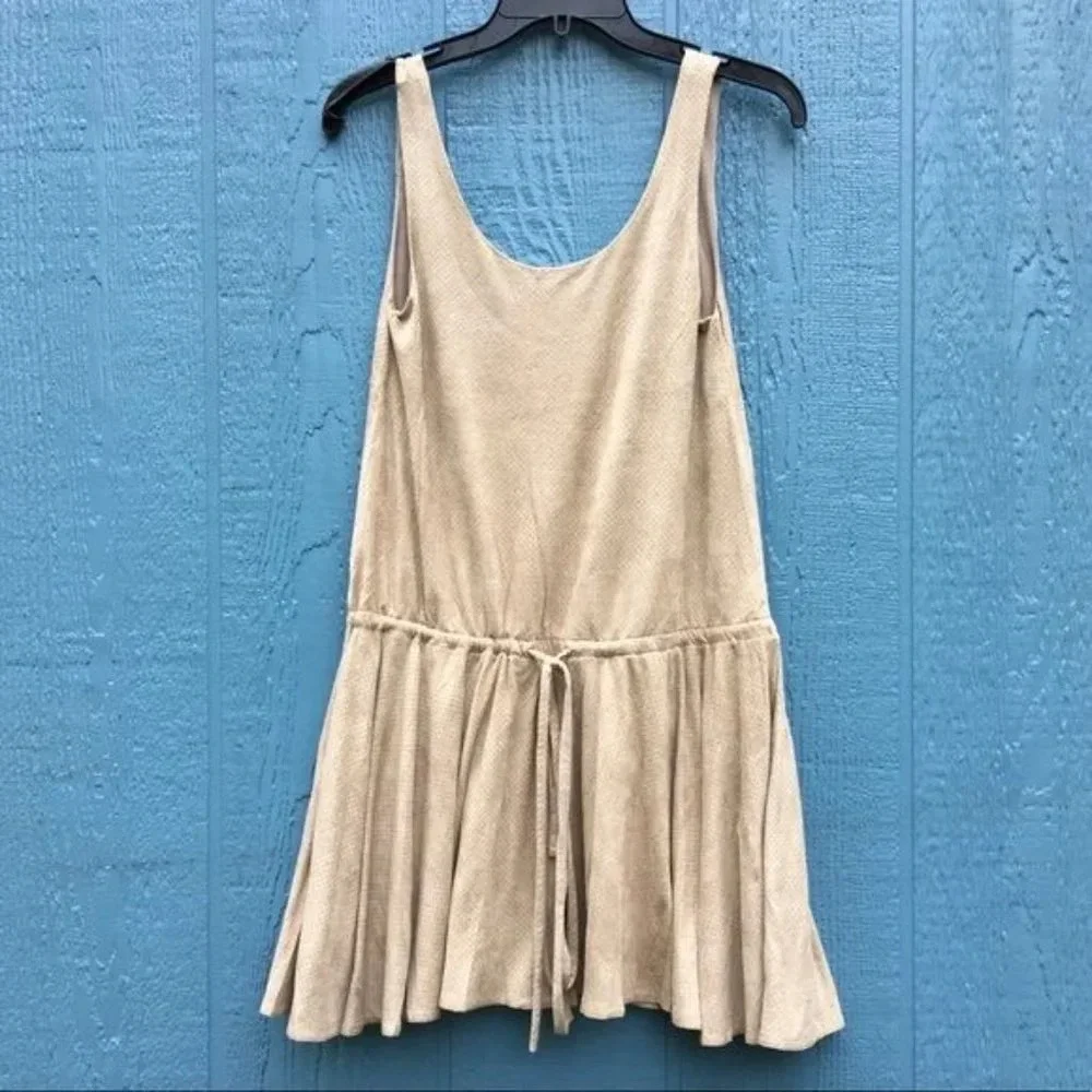 NWT Free People Faux Suede Sleeveless Tank Top Tie Waist Mini Dress Skater
